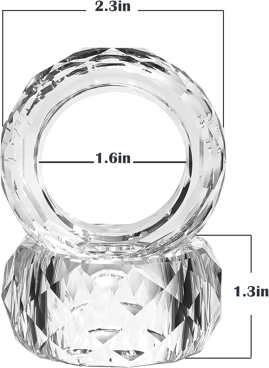 kitCom Crystal Napkin Ring Holders Set of 8, K9 Luxury Crystal Napkin Holder Rings, Diamond-Shaped Design, Napkin Buckles for Holiday Decor, Wedding, Christmas, Dinner Table, Thanksgiving (Pack of 8)