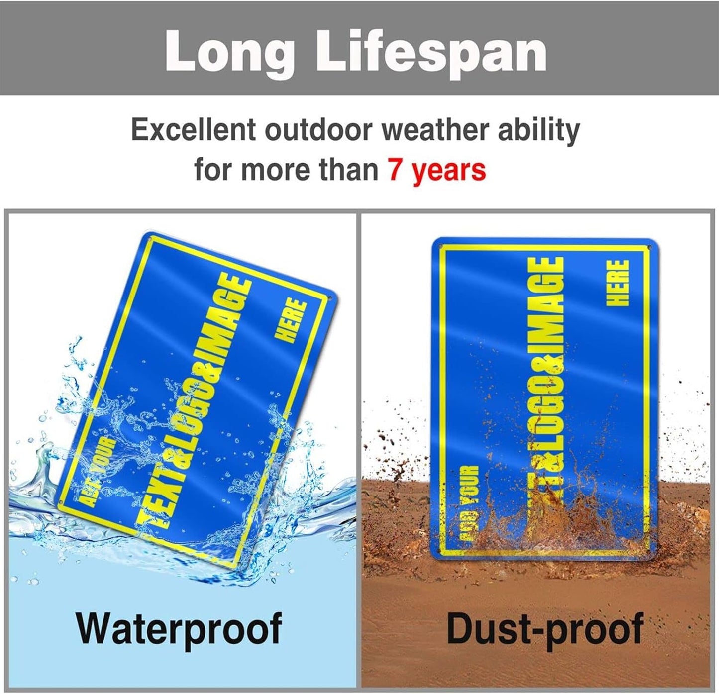 Custom Signs Outdoor Metal Sign - 12 x 8 Customized Personalized Aluminum for Office, Home, Business, Decor, Road Signs, Rust-Proof (Yellow Text Box)