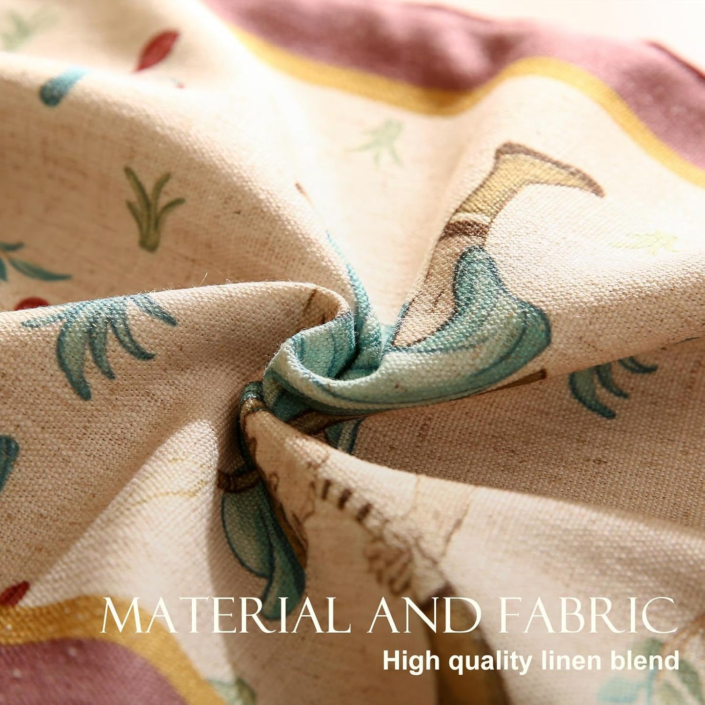 patdrea Designer Idyll Linen Extra Long Table Runner,Vintage Beige Farmhouse with Ancient Figure and Fruit Trees Pattern Table Mat, Decoration for Kitchen Dining Banquet Christmas ,12"*102"