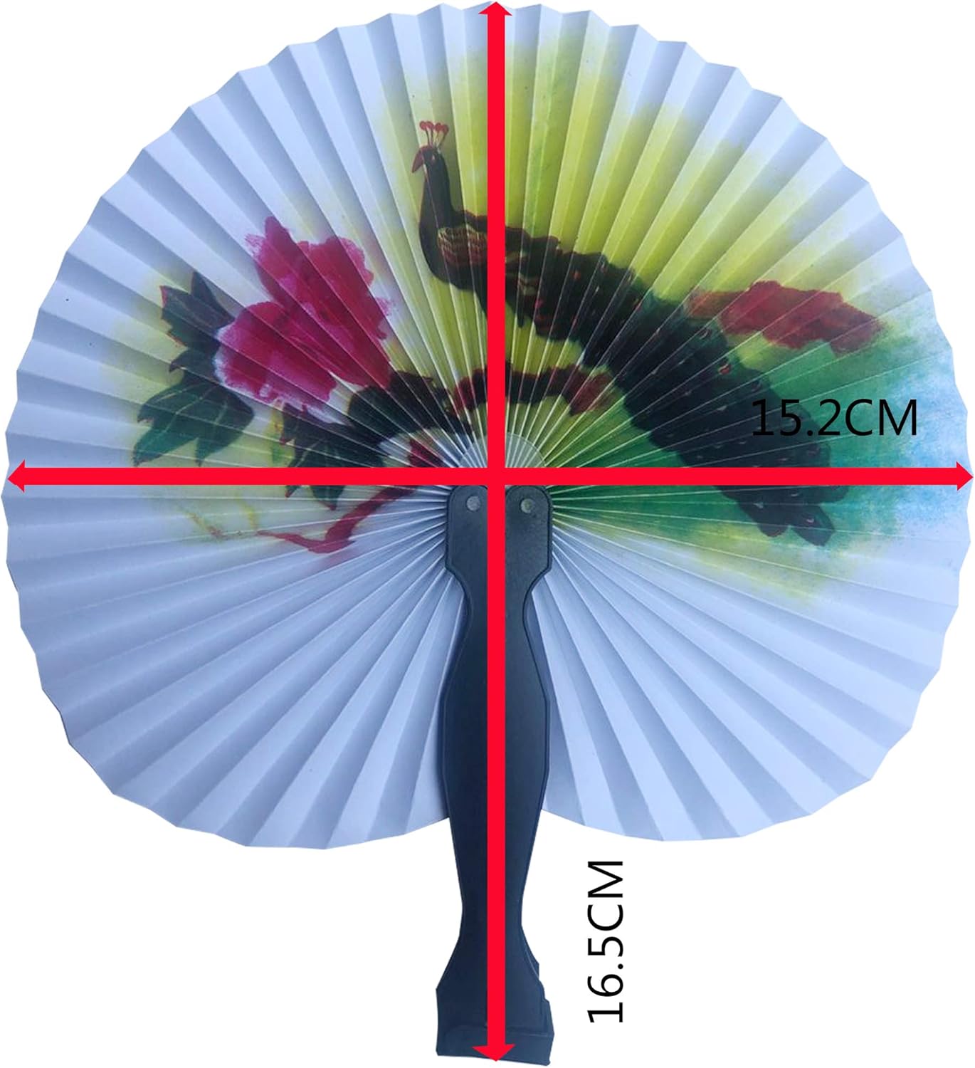 30 Pcs 3.5" Mini Chinese Oriental Handheld Floral Folding Paper Fans Bulk Assortment for Wedding Birthday Party Favors Gifts(Black Handle)