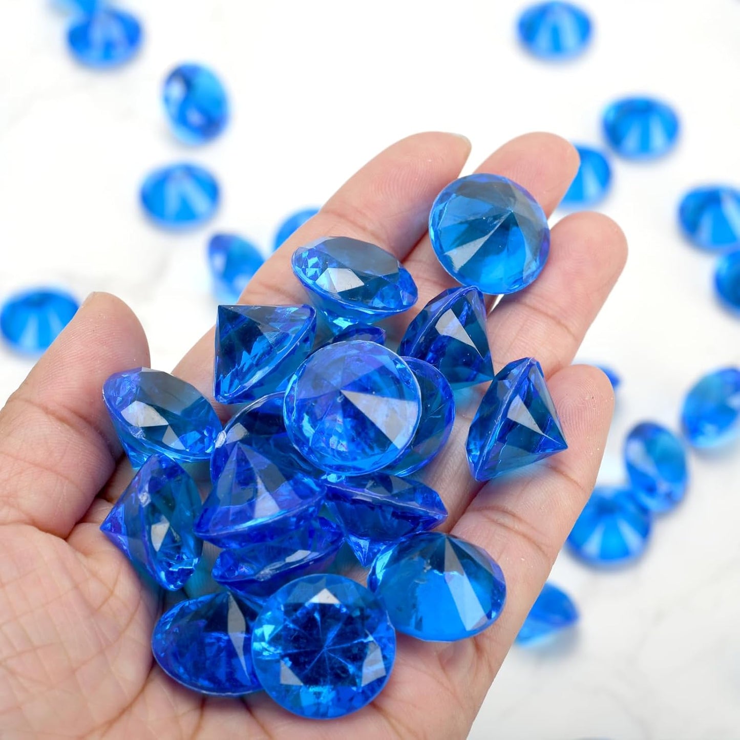 Fake Diamond Christmas Decoration, 280 pcs 20 mm Acrylic Diamond for Table Scatters Vase Fillers Blue