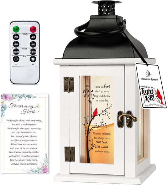 Memorial Lantern - Bereavement Sympathy Gifts for Loss of Loved One Memorial Gifts for Loss of Mother Loss of Father Remembrance Gifts Thoughtful Funeral Gifts with LED Candle and Remote