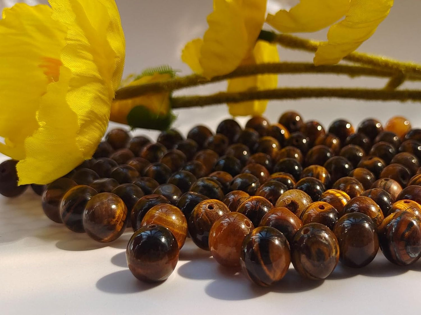 Stone Beads 8mm 100pcs Yellow Tiger Eye Beads Round Loose Gemstones Beads for Bracelet Necklace Jewelry Making (8mm, 60814 Yellow Tiger Eye)