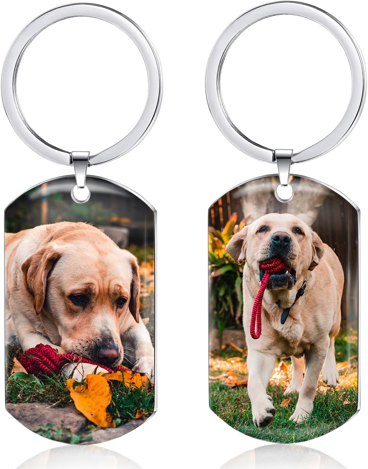 Funnylife Personalized Dog Memorial Photo Keychain Stainless Steel Custom Pet Memory Keychain Loss of Dog Sympathy Gifts