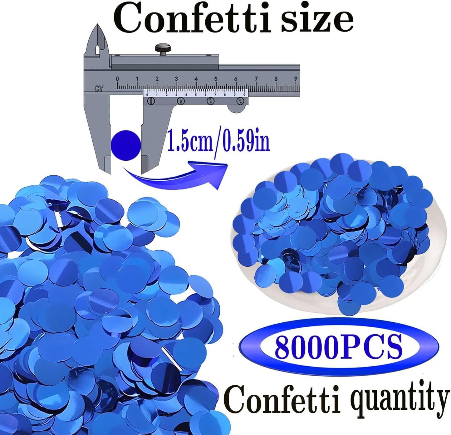 Blue Round Foil Confetti Beautiful Blue Metallic Table Confetti Glitter balloons Confetti Paillettes for Fill balloons, Wedding,Birthday,Party,Festival Decoration(8000PCS)