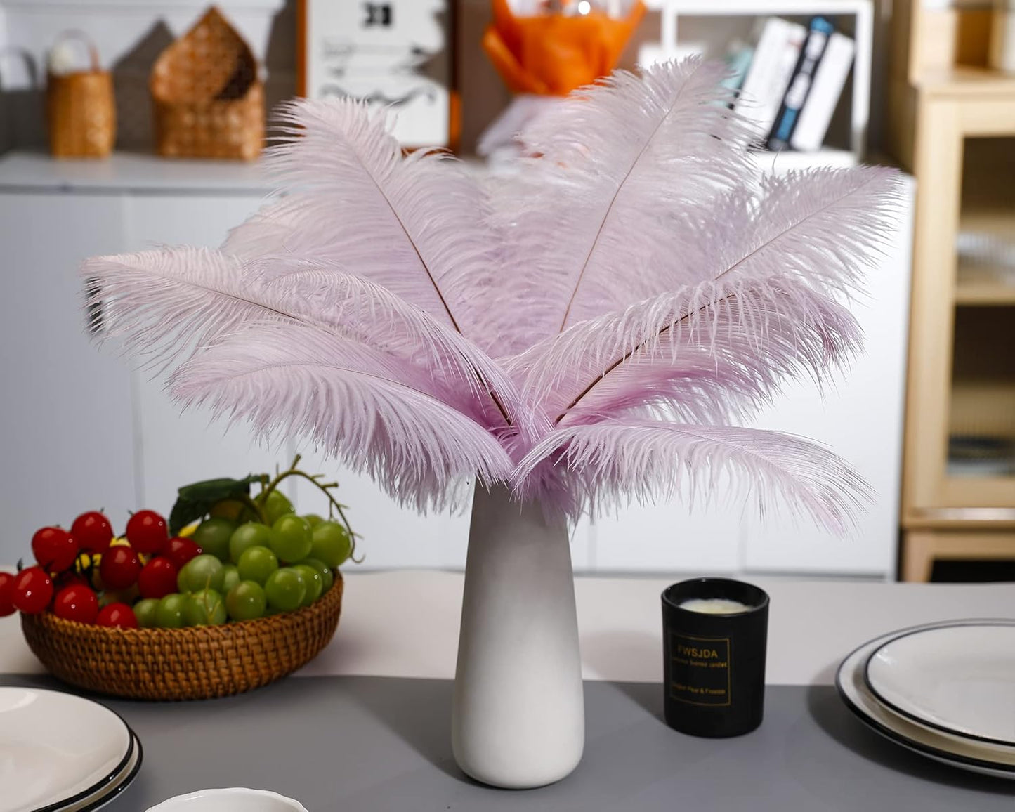 Ballinger Lavender Ostrich Feathers Bulk - 24Pcs 12-14inch Light Purple Feathers for Party Centerpieces, Flower Arrangement and Home Decor