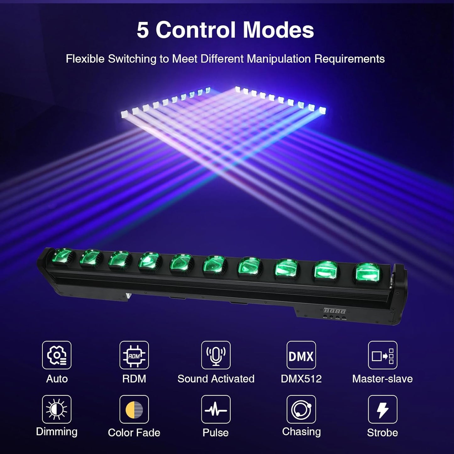 Betopper 10x15w RGBW Moving Beam LED Light Bar,10 Eye Stage Light Strobe Beam Like Spider RGBW 4IN1 DMX 512 & Sound Activated DJ Lighting for Theater KTV Club Ball Disco Event L1015(1)