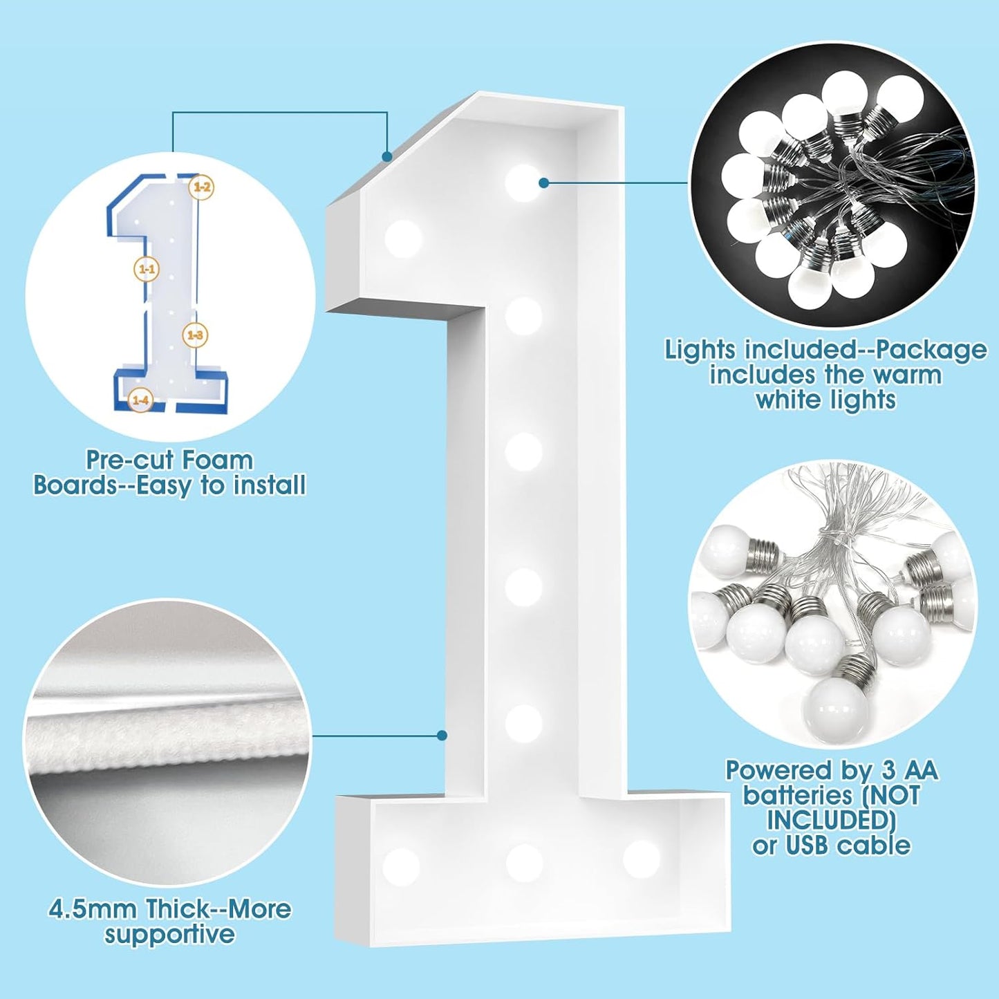 Ledido 4FT Marquee Light Up Letters, Cool White Light Up Letters Large Marquee Letter for Party Decorations, Mosaic Letter & for Balloons, Wedding Birthday Graduation Decor