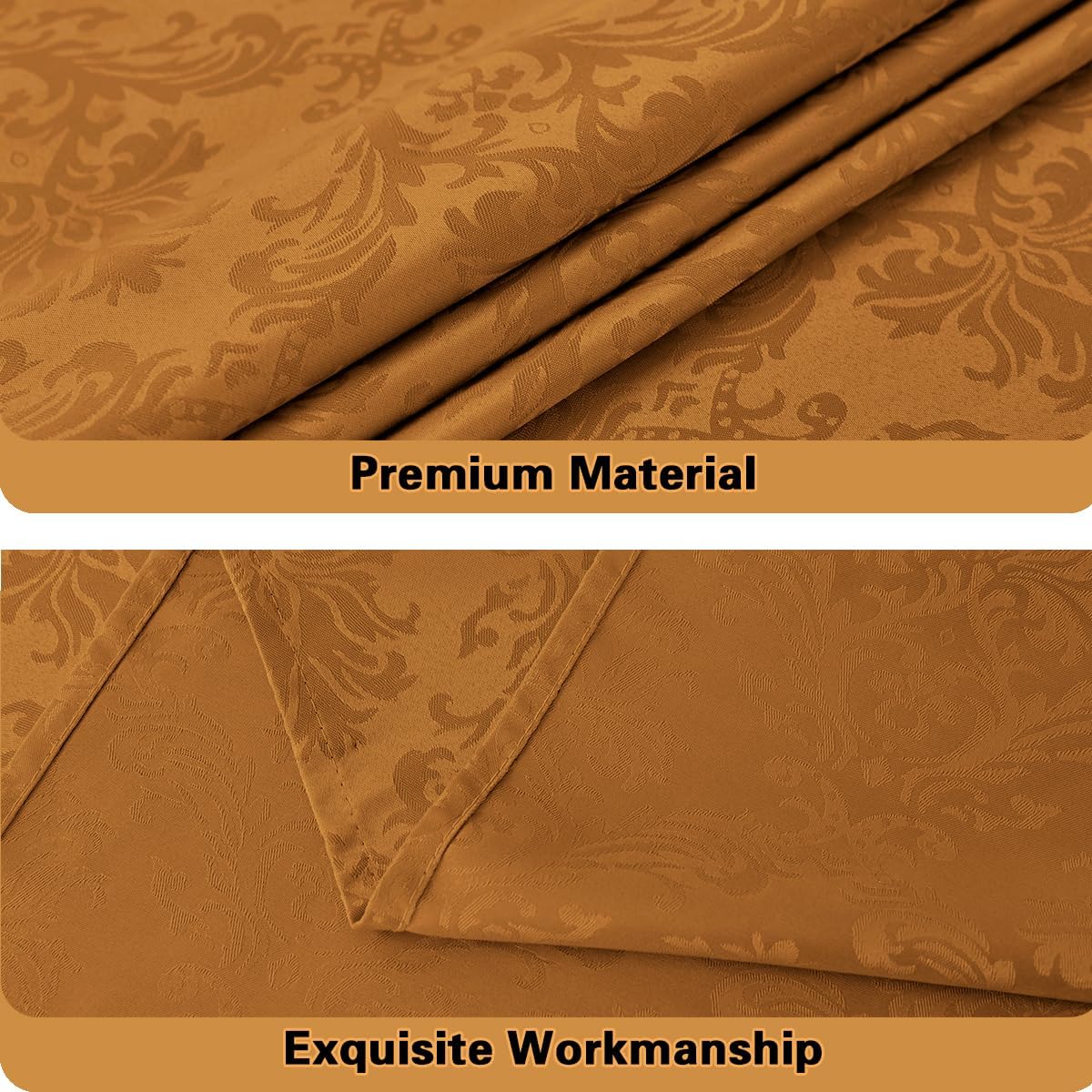 SASTYBALE Fall Tablecloth Rectangle 60 x 84 Inch Spill Proof Stain Resistant Autumn Jacquard Damask Table Cloth, Washable Polyester Table Cover for Thanksgiving, Harvest, Holiday, Brown/Amber