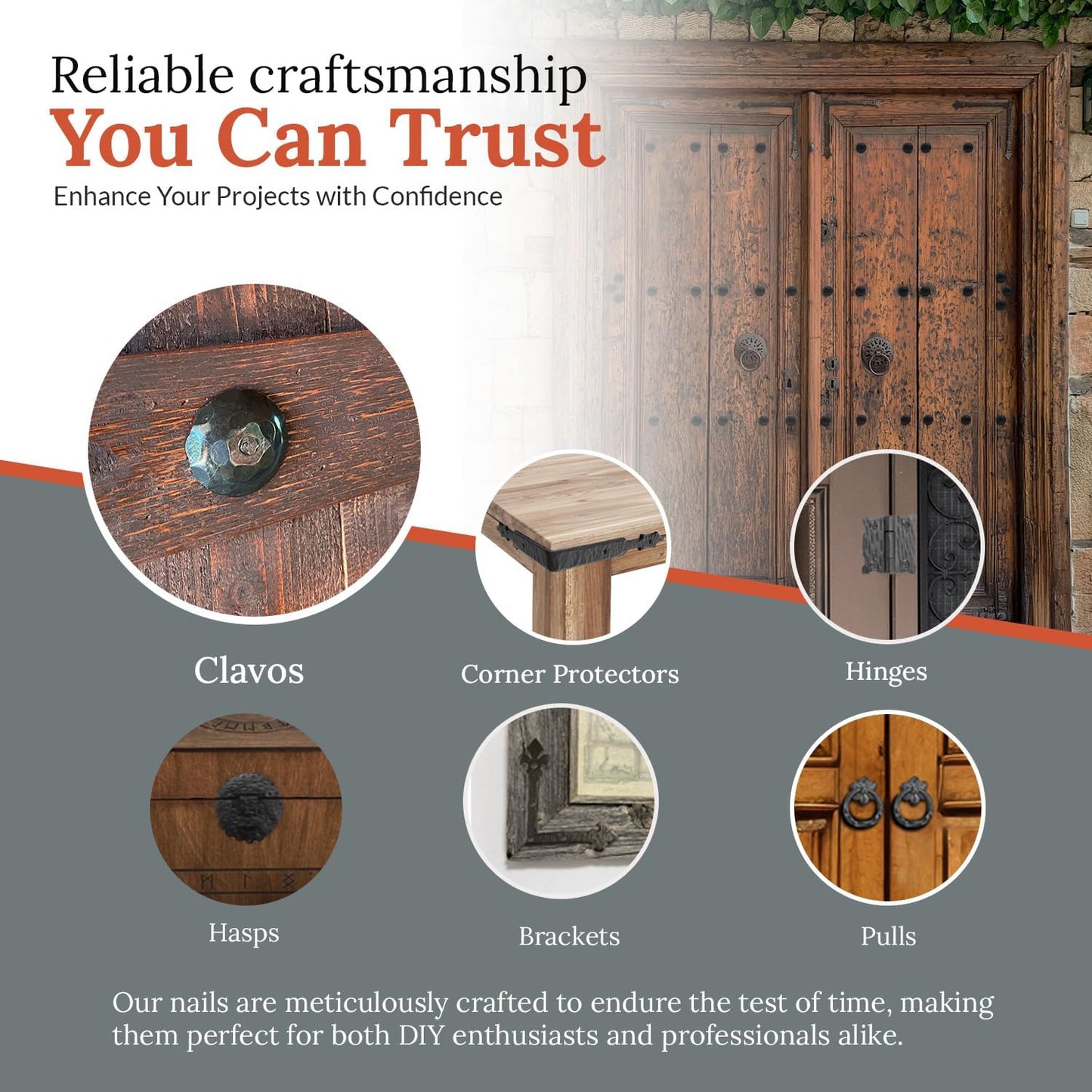 50 Pack 1" Small Round Head Iron Clavos Decorative Nails – Black – Handmade Rustic Round Fasteners for Farmhouse Shutter, Faux Wood Beams, Barn Door, Shutters, and Gates – Ornamental Wood Accent