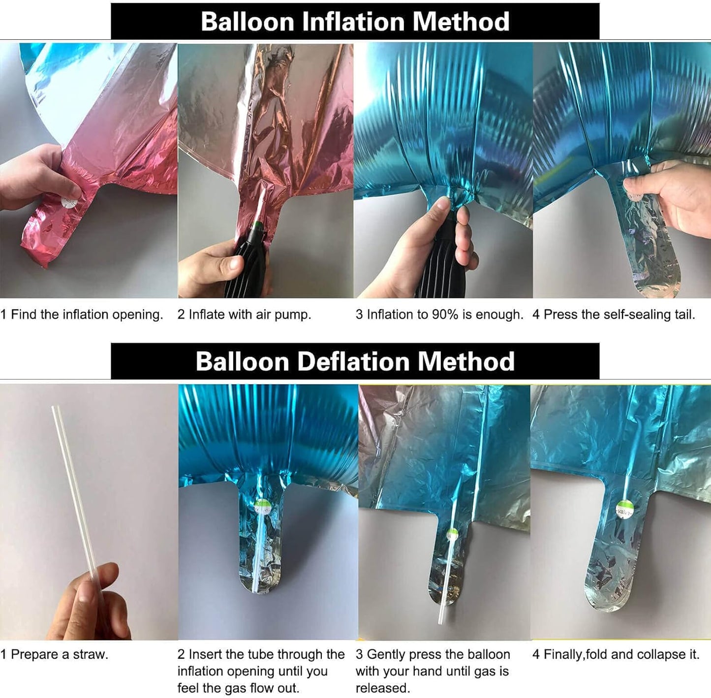 10pcs Blue Heart Shaped Mylar Balloons - 18 Inch, For Baby Shower, Wedding, Valentine's Day & Parties