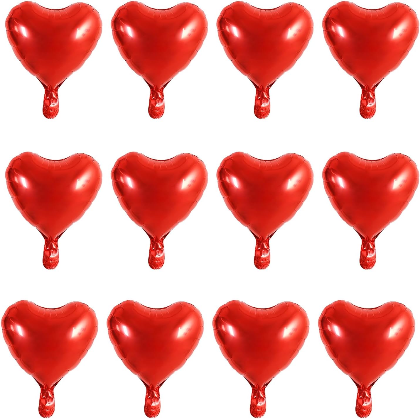 TONIFUL 30Pcs 10 Inch Red Heart Balloons Valentine’s Day Heart Shape Foil Mylar Balloons Decoration for Romantic Valentine's Day Wedding Bridal Shower Anniversary Engagement Party Supplies