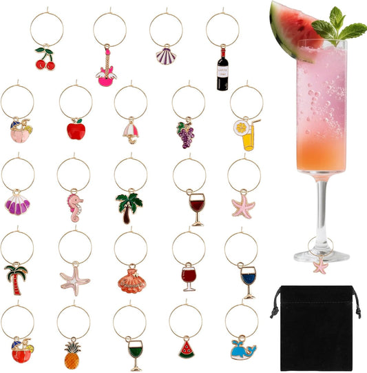 Wine Glass Charms Wine Charms for Stem Glasses Glass Markers Identifiers Tags for Christmas Tasting Party Favors Decorations
