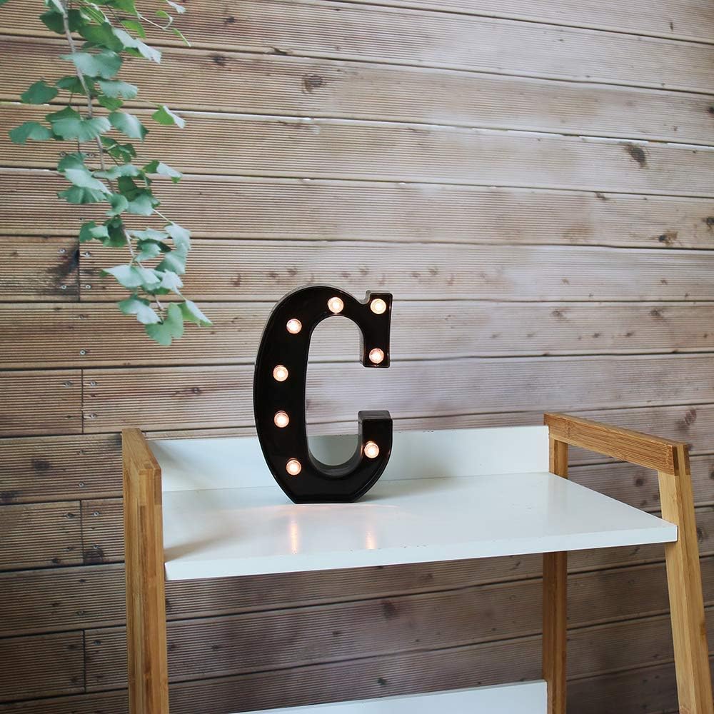 OYCBUZO Light Up Black Alphabet Marquee Letters Sign LED Marquee Number Lights Sign for Night Light Home Bar Christmas Lamp Birthday Wedding Party Decoration C