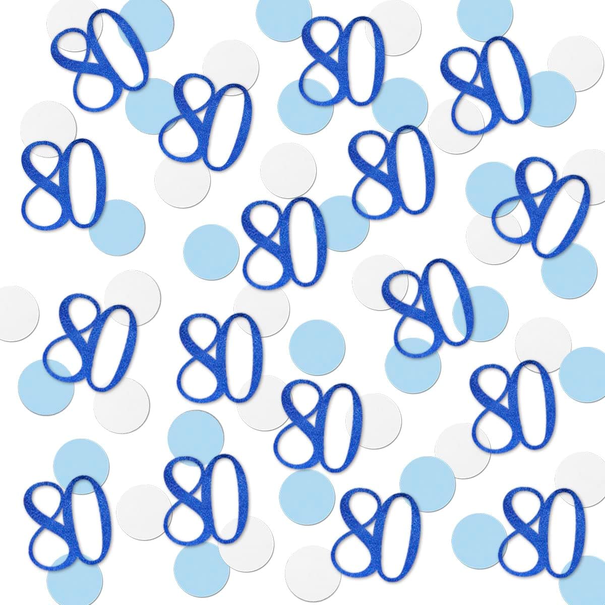 Blue Glitter 80 Confetti, 80th Birthday Number Confetti, 200pcs Anniversary Party Table Decoration Supplies