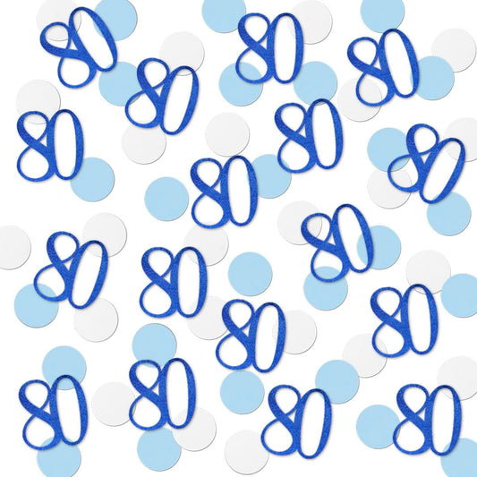 Blue Glitter 80 Confetti, 80th Birthday Number Confetti, 200pcs Anniversary Party Table Decoration Supplies