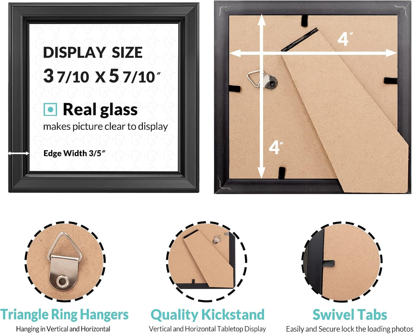 LaVie Home 4x4 Picture Frames (12 Pack, Black) Simple Designed Photo Frame with High Definition Glass for Wall Mount & Table Top Display, Set of 12 Classic Collection