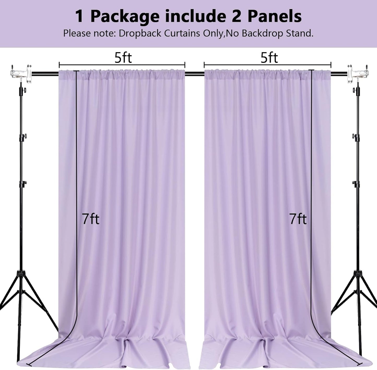 MEETSKY Lavender Backdrop Curtain for Parties Wedding Light Purple Background Curtains Backdrop Rod Pocket Drapes Fabric Decoration for Birthday Gril Party Baby Shower Photoshoot, 5ft x 7ft, 2 Panels