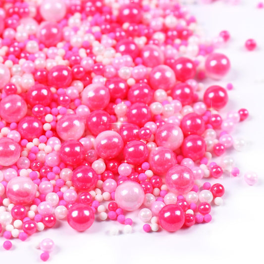 Edible Pink Sprinkles for Cake Decorating, Pearl Sprinkles, Edible Pearls, Cake Pearls for Baby Showers, Weddings, Birthdays, Gender Reveal, valentines, Mother's Day, and princess parties(120g/4.23oz)