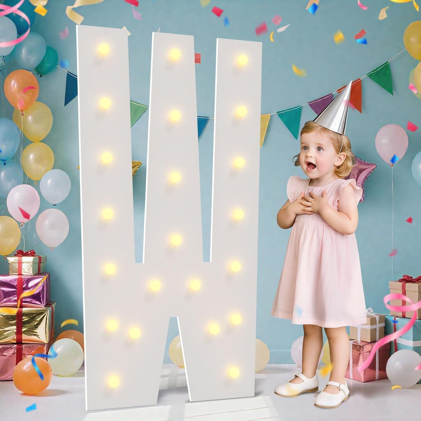 4FT Marquee Light Up Letters - Large Marquee Letters 4 Feet Tall for Birthday Party Decorations, Big Letter for Wedding Event Marry Me Baby Shower Bridal Shower, Letter W