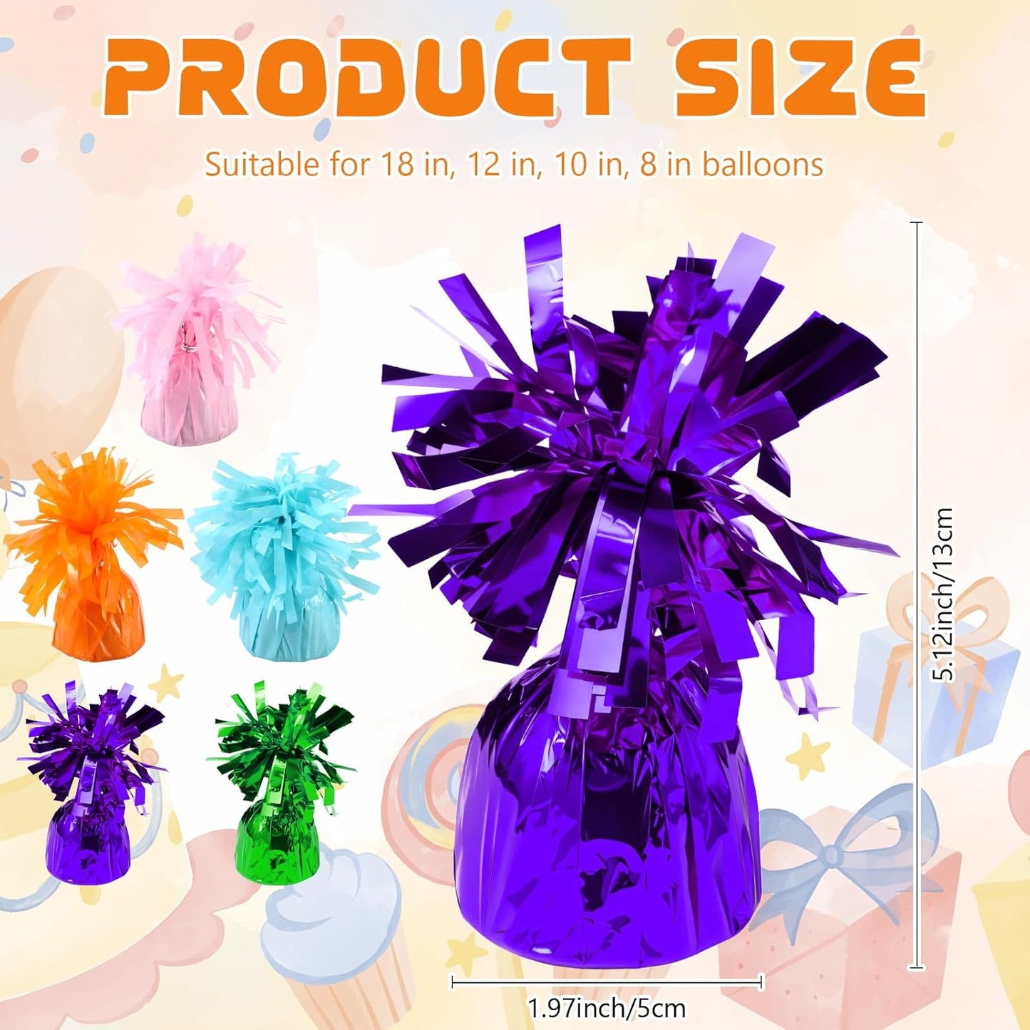 6 Pack Purple Balloon Weights Metallic Holder Anchors Balloon Holder Weights for for Birthday 2025 Graduation Party Christmas Wedding Celebration Decoration (Purple)