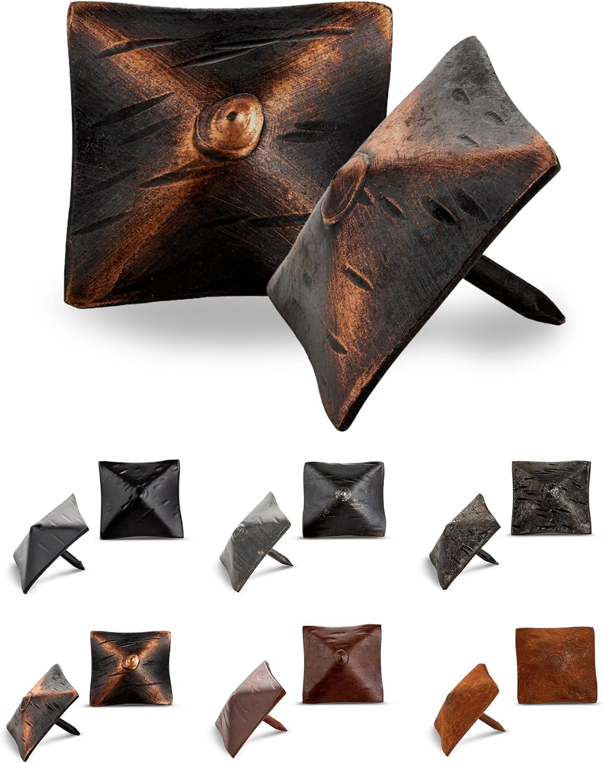 100 Pack 1.25" Square Head Iron Clavos Decorative Nails – Oil Rubbed Bronze – Handmade Rustic Square Fasteners for Farmhouse Shutters, Faux Wood, Barn Doors, and Gates – Ornamental Wood Accent