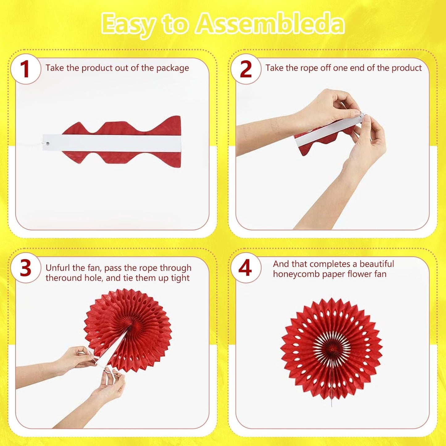 20 Pcs Light Yellow Hanging Paper Fan, Hanging Honeycomb Round Paper Fans for Weddings, Birthdays, Easter, Baby Showers, Classroom, Events Ceiling Party Supplies Decorations