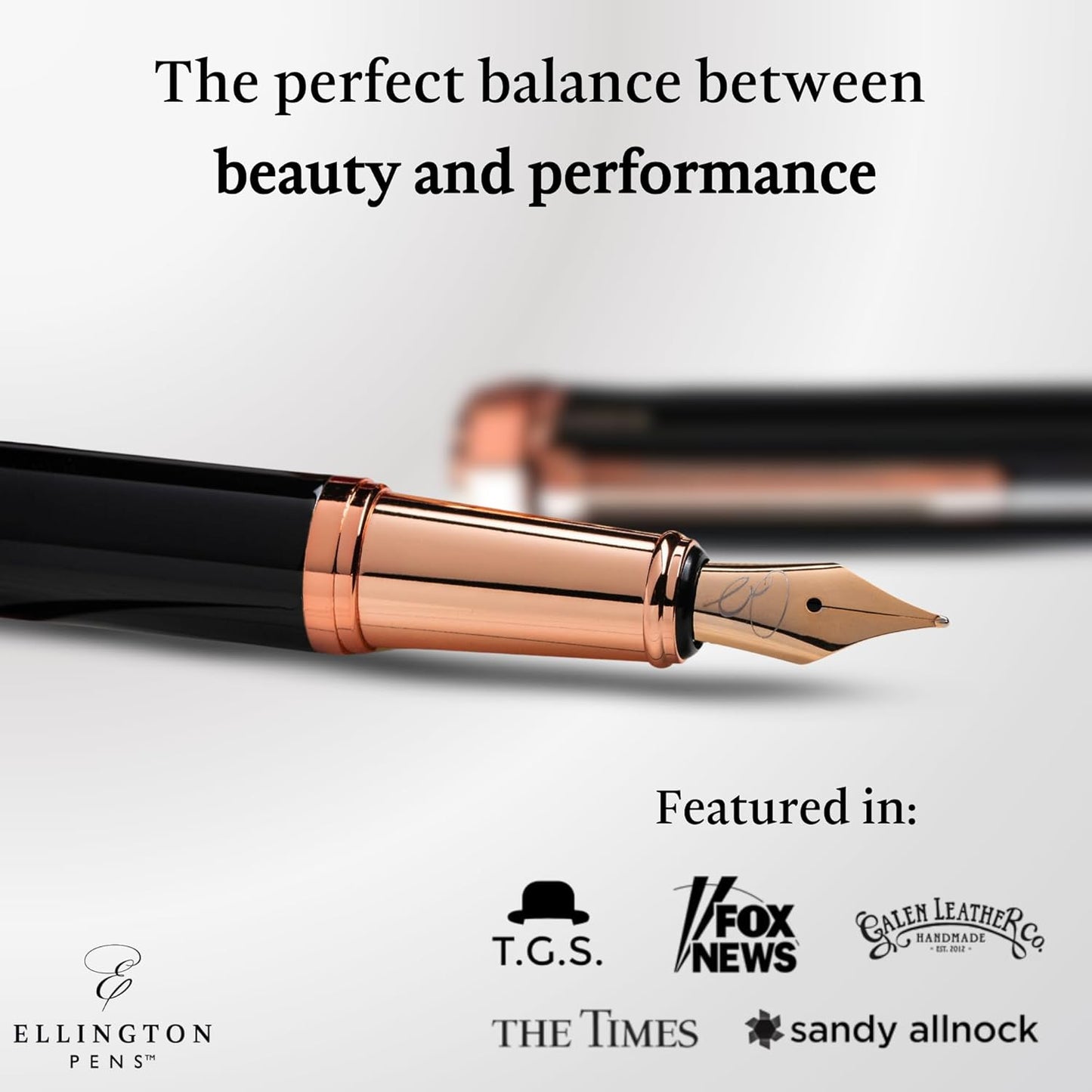 Ellington Pens Luxury Fountain Pen Set- Fountain Pens for Writing - Smooth Extra Fine Nib - Includes Refillable Ink Converter, 3 Ink Cartridges [Black & Blue], Gift Box - Elegant Calligraphy
