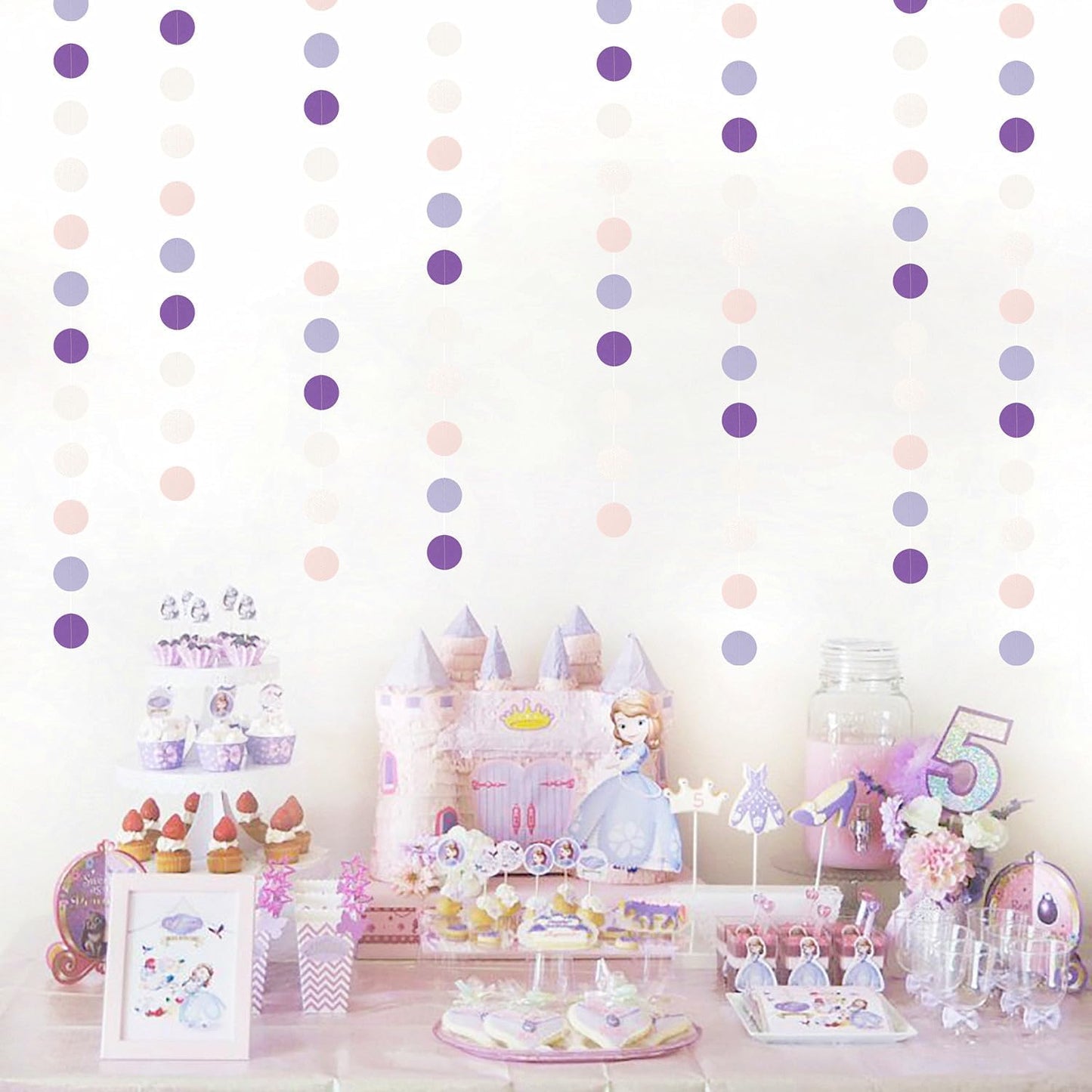 Purple-White Pink Birthday Party-Decorations Streamers - 52FT Girl Women Hanging Paper Garland Banner,Baby Bridal Shower Engagement Wedding Anniversary Bachelorette Backdrop Decor Hugtmr