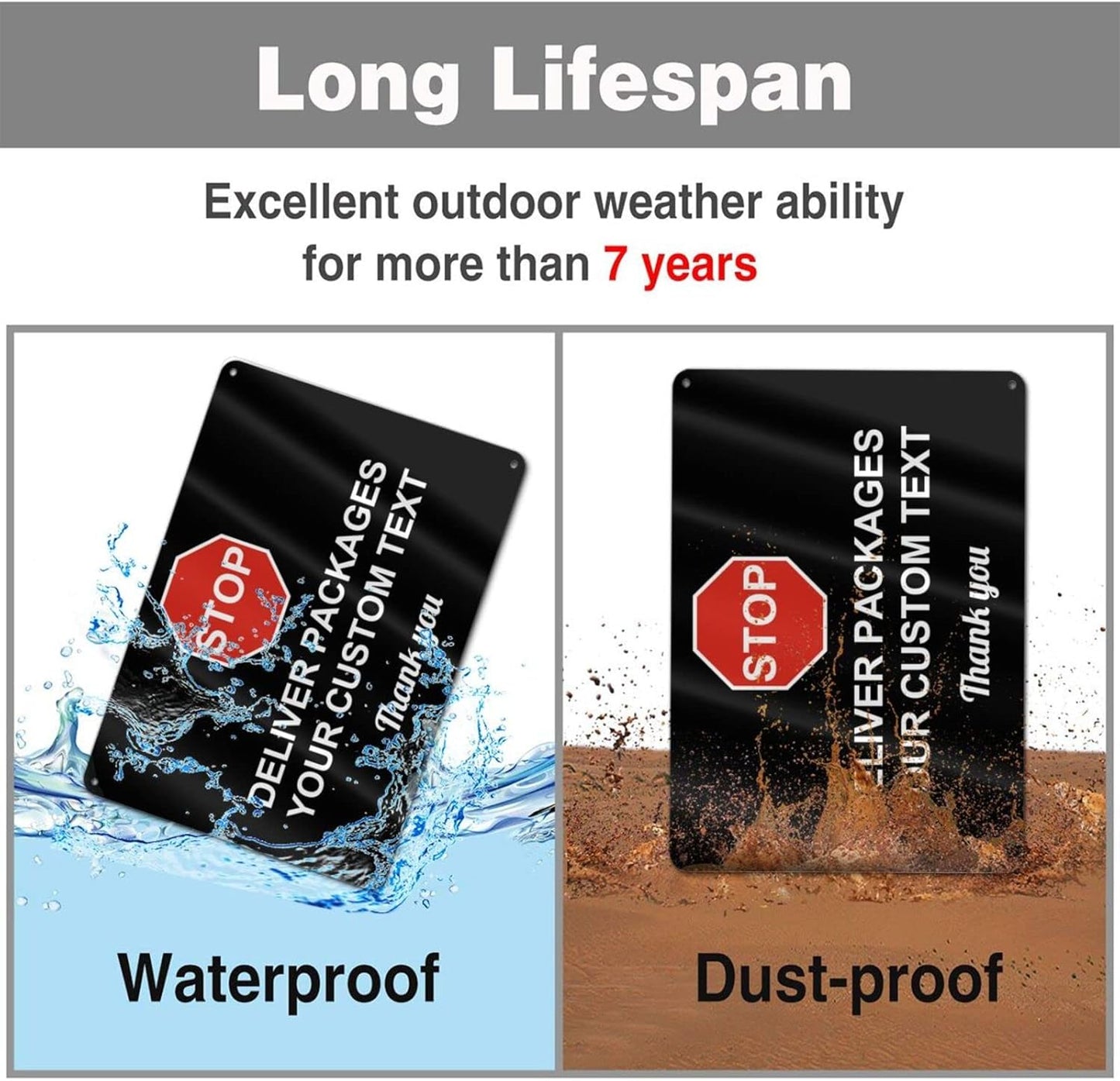 Custom Package Delivery Signs Outdoor - 12 x 8 Personalized Aluminum Rust-Proof Metal Signs Warning Caution Safety Stop Signs for Home Business (STOP SIGNS)