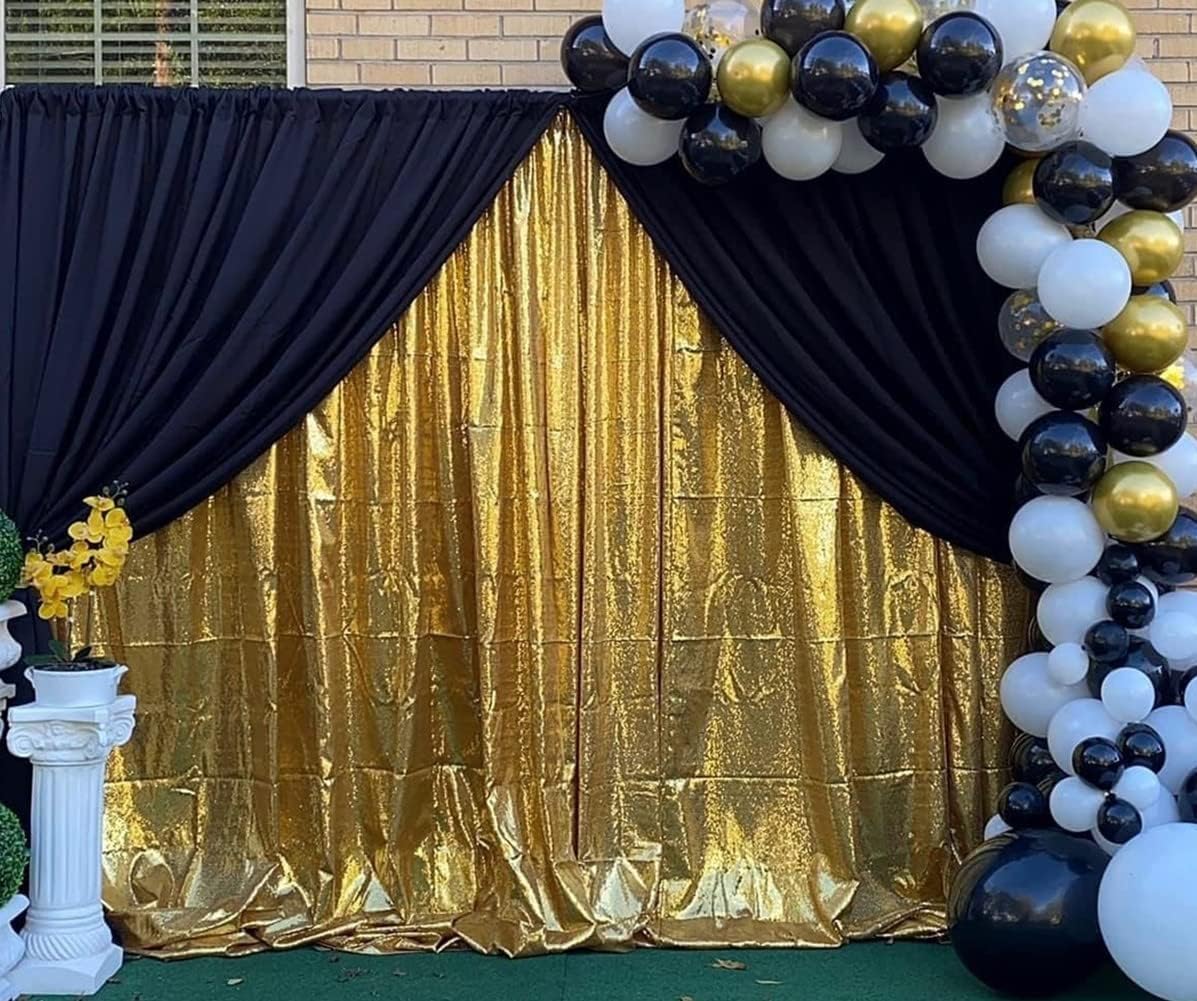 Poise3EHome 8Ft x 10Ft Gold Sequin Backdrop, Glitter Thick Satin Sequin Background Drapes,Sequence Xmas Thanksgiving Backdrop for Wedding Party Holiday Festival Decor