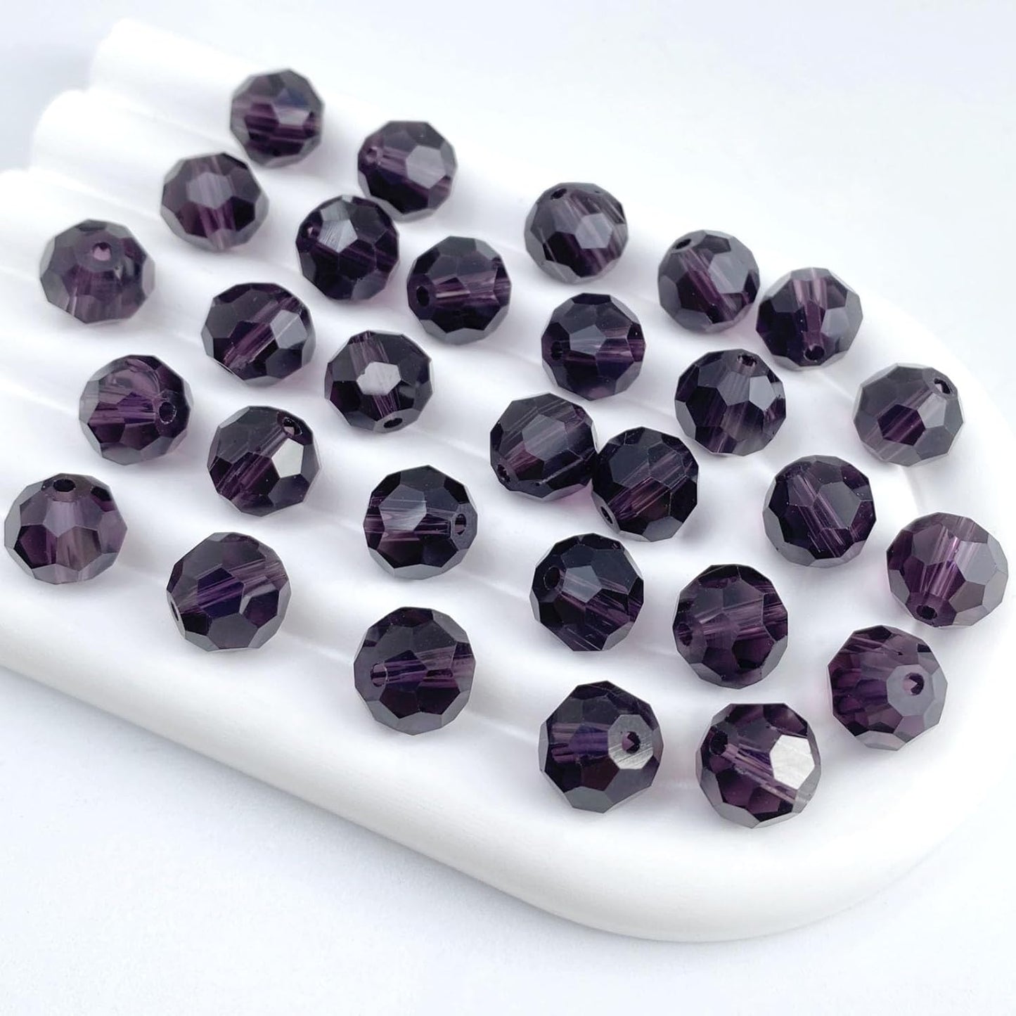 400 PCS 4mm Crystal Glass Beads Round Multiple Faceted Loose Spacer Glass Beads for DIY Handcrafte Bracelet Necklace Earring Jewelry Making(Violet)