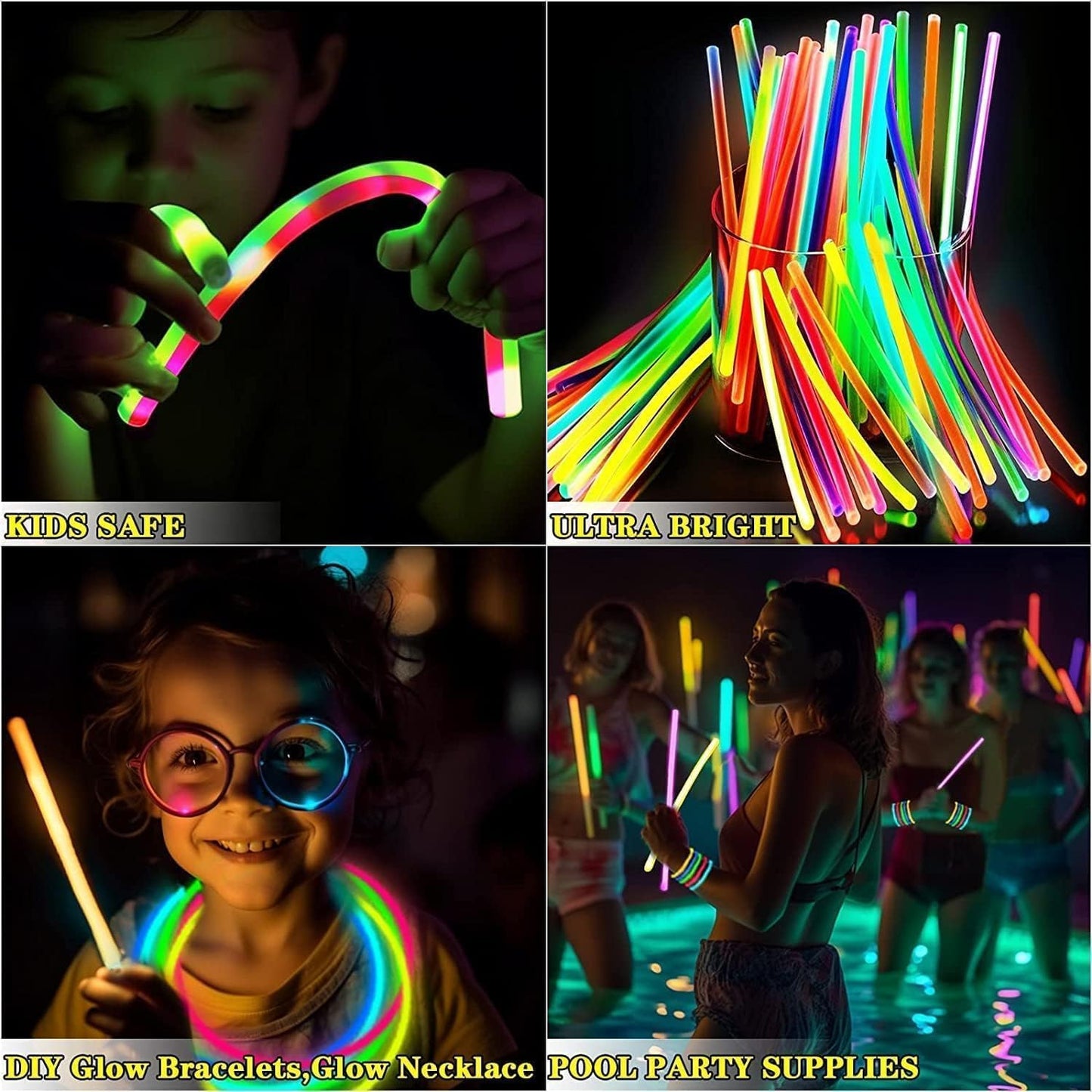 TURNMEON 240 Pack Ultra Bright Halloween Glow Sticks Bulk Party Pack Halloween Glow In The Dark Halloween Party Supplies Favors Glow Sticks Necklaces Bracelets with Connectors 8" Glow stick Light Up