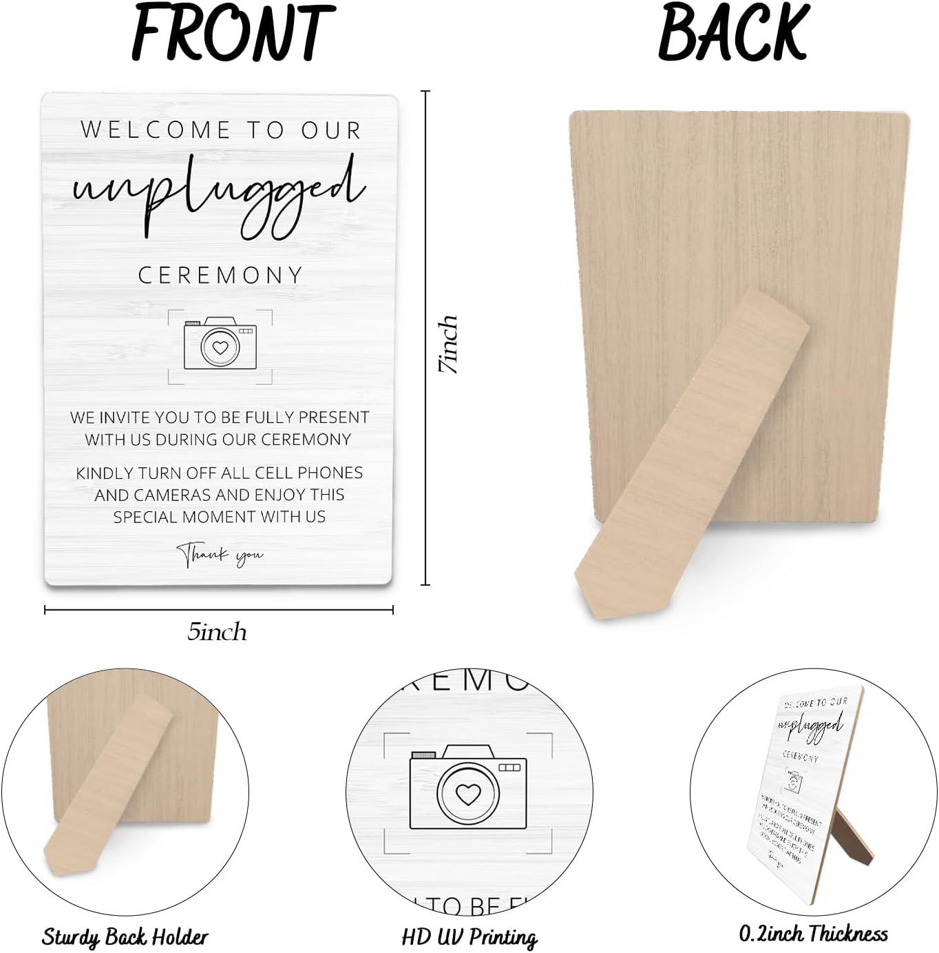 Wedding Welcome Sign, Wedding Wooden Sign Stand 5x7inch, Welcome to Our Unplugged Ceremony Sign for Wedding, Wedding Sign Stand, Wedding Signs for Reception, Wedding Ceremony Decorations