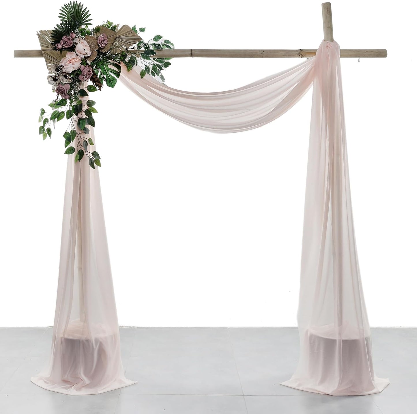 VDS Pack of 1 Panel (30 Inch X 50 Feet) Wedding Arch Draping Fabric Sheer Chiffon Fabric Drapery for Wedding Ceremony Reception Swag Backdrop Canopy Chuppah ARBO Altars Decoration (Nude)
