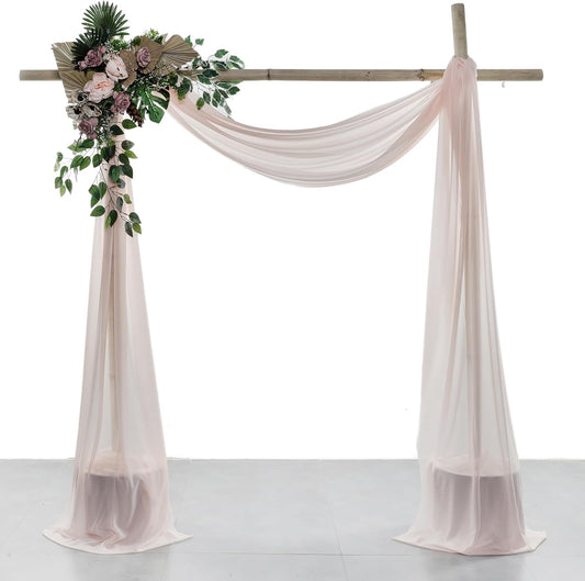 VDS Pack of 2 Panel (30 Inch X 100 Feet) Wedding Arch Draping Fabric Sheer Chiffon Fabric Drapery for Wedding Ceremony Reception Swag Backdrop Canopy Chuppah ARBO Altars Decoration (Nude)