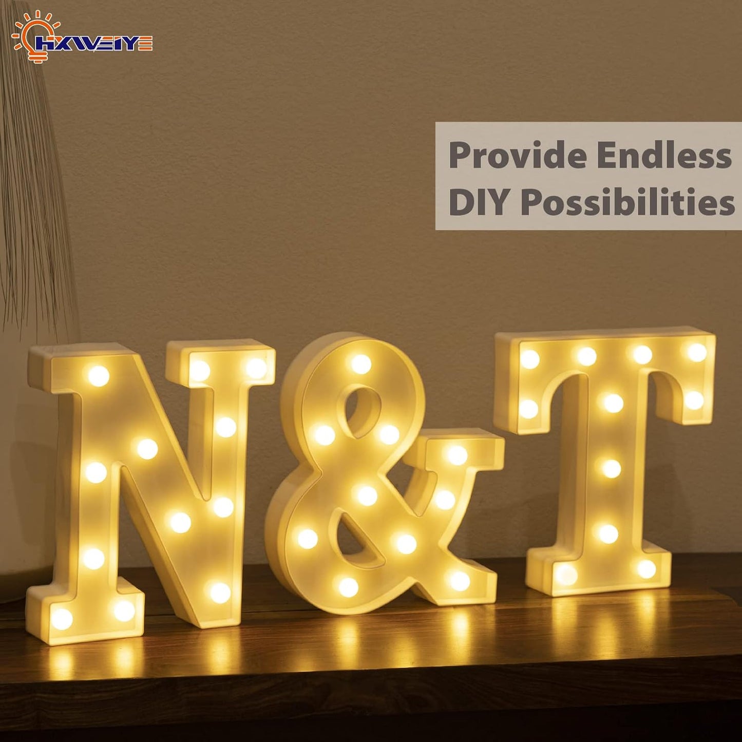 HXWEIYE Light Up Letters LED Marquee Sign 26 Alphabet and 10 Number Big Lights for Party Birthday Bar Battery Powered Christmas Decor (Warm White)