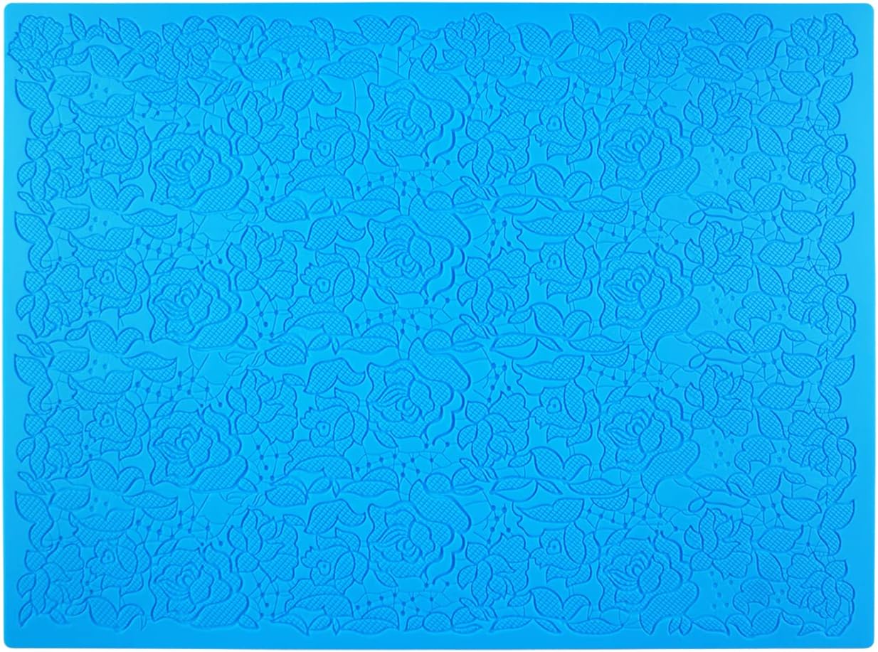 Embossing Lace Fondant Molds, Silicone Cake Fondant Mat, Rose Impression Lace Mold, Multi Circle Flowers Lace Mat Wedding Cake Decoration Tool