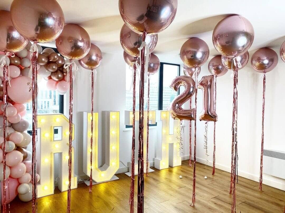 6 Pack Rose Gold 22 Inch 4D Foil Balloons Big 360 Degree Round Sephere Mylar Balloons Mirror Finish Metallic Balloons for Wedding,Birthday,Bachelorette,Baby Shower Decorations Party Supplies
