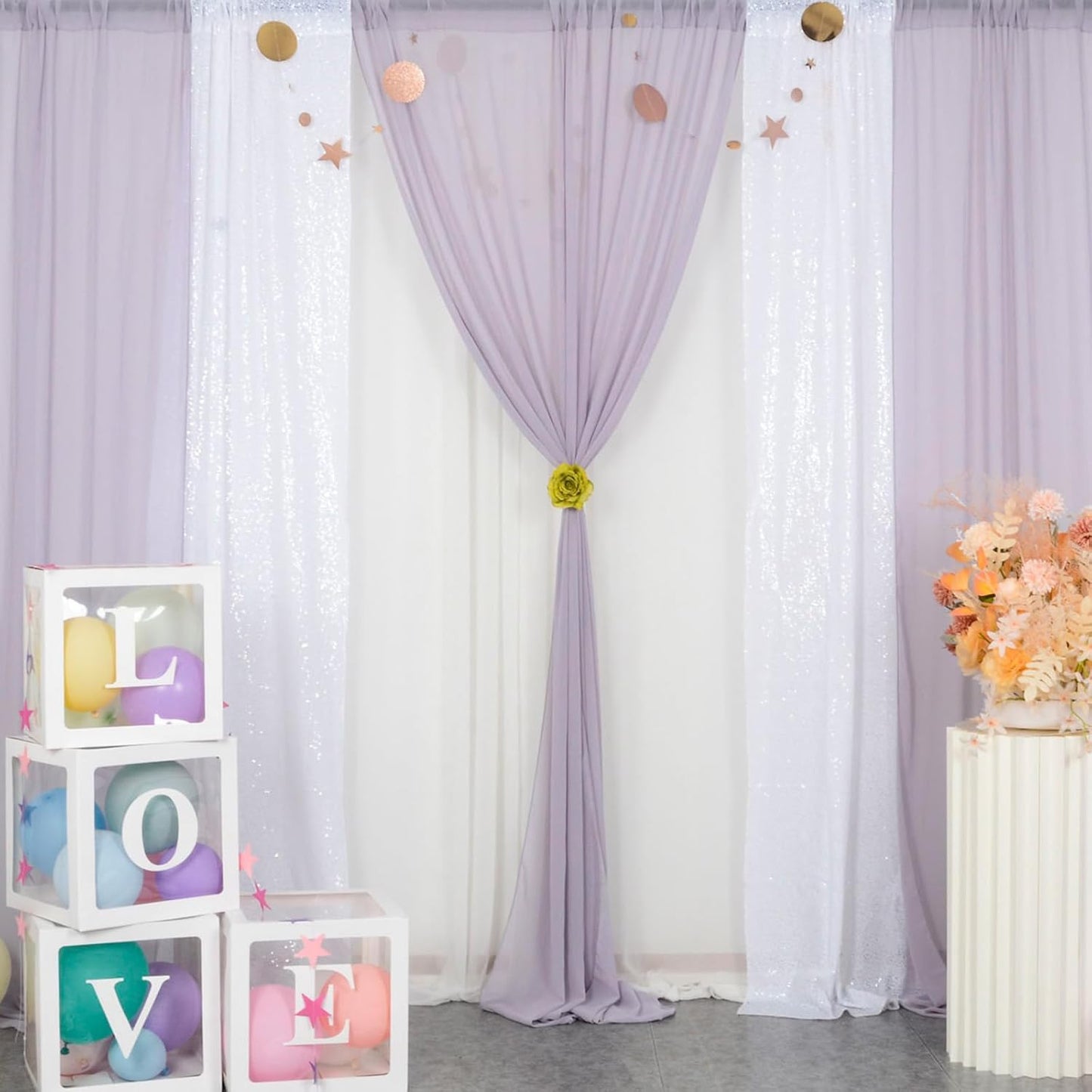 DUOBAO Sheer Curtains 2 Panels Light Gray 29x96 Inches - Voile Chiffon Drapes with Rod Pocket for Living Room Bedroom, Airy Window Curtains (W58 x L96, Grey)