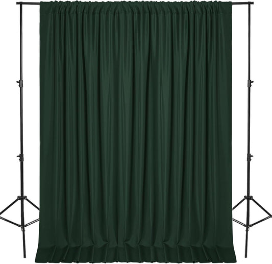 DWCN 10x10 FT Backdrop Curtains for Parties, Photography Backdrop Drapes with Rod Pockets for Wedding Decorations Stage Birthday Family Gatherings, 2 Panels 5ft x 10ft, Hunter Green