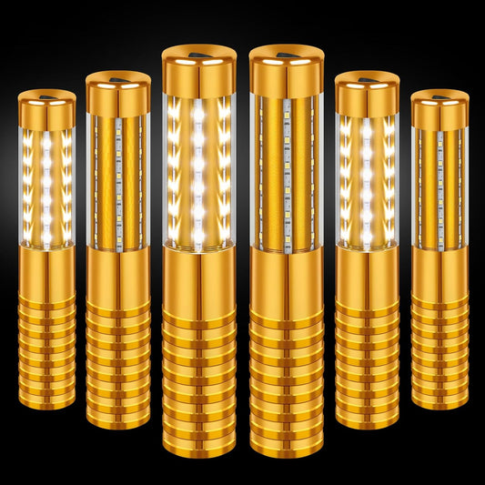 6 Pieces LED Strobe Baton Light Rechargeable Bottle Service Sparklers Stick Reusable Champagne Bottle Handheld LED for Club Stage Nightclub Party Concert Event Bar Outdoor - Gold