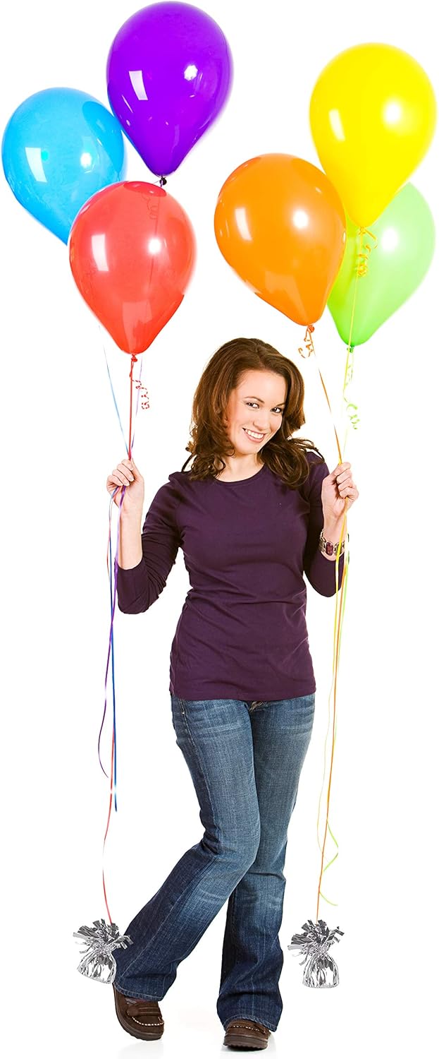 Helium Tank for Balloons At Home 14.9 Cu Ft Helium Tank, 50 Balloons and White Ribbon, 12 Silver Balloon Weights, Balloon Tie Tool and Flower Clips