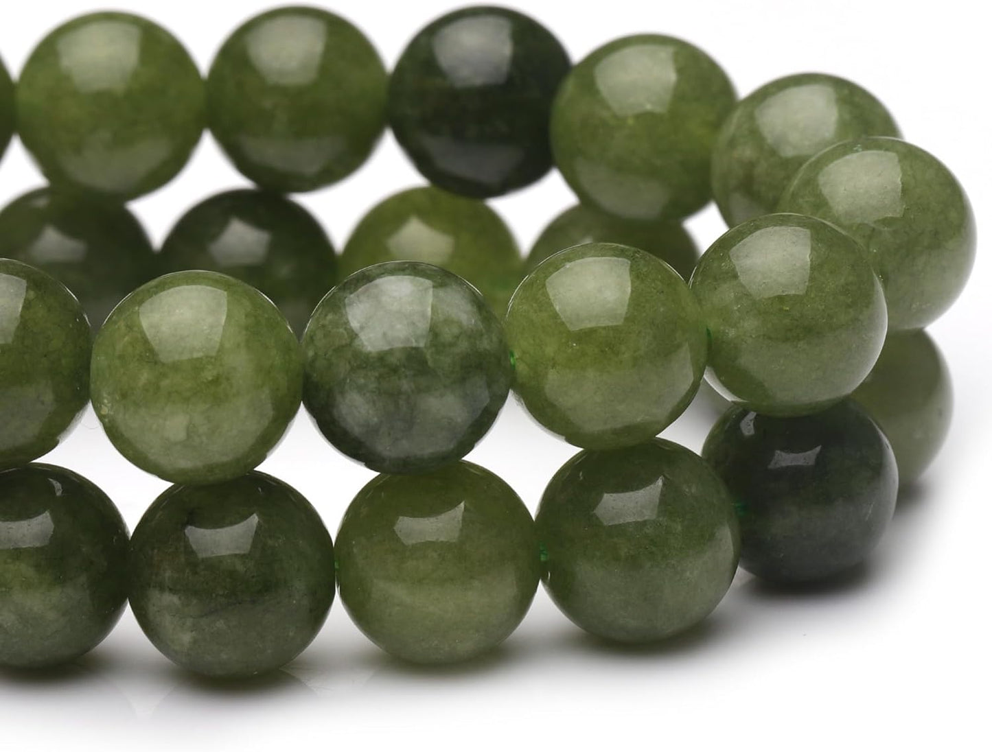 8mm Natural Stone Beads for Jewelry Making,Green Jade Polished Smooth Round Gemstone Beads for Bracelet Necklace 15 Inch