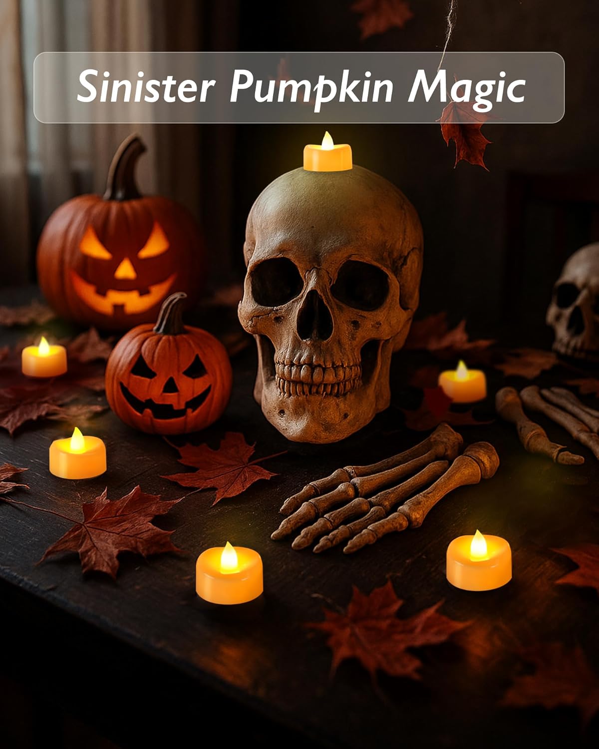 Raycare 50 Pack LED Tea Lights Battery Operated, 200+Hour Flickering Votive Candles, Realistic Fake Flameless TeaLights for Wedding Party Halloween Thanksgiving Christmas Decorations,Ivory Base