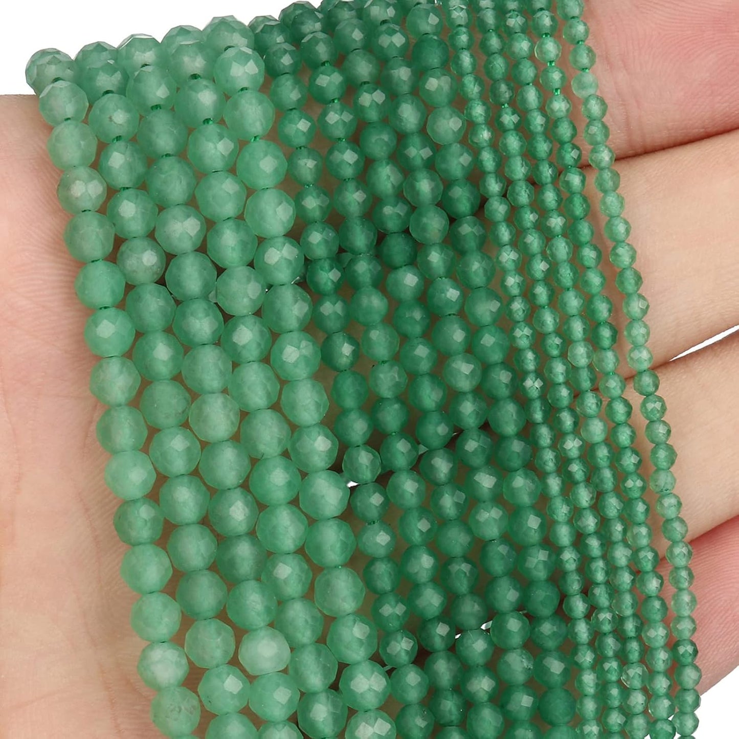 Song Xi 180pcs 2mm Natural Green Aventurine Gemstone Beads Faceted Round Loose Stone Beads for Jewelry Making