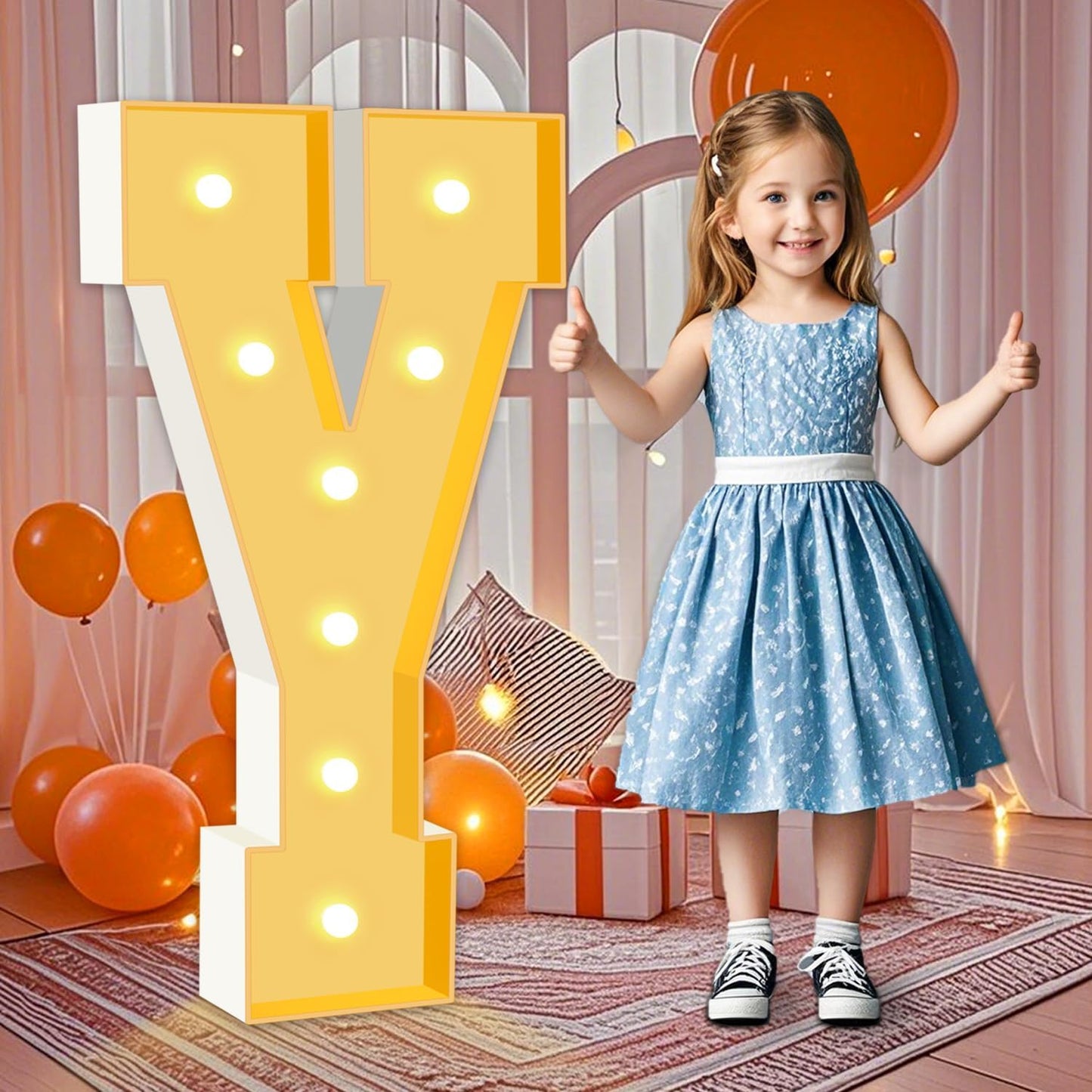 Marquee Letters 3 Feet Tall, Warm White Light Up Letters Y, Large Marquee Letter for Birthday Anniversary Graduation Party Decoration, DIY Letter Kit for Baby Shower Valentines Decor