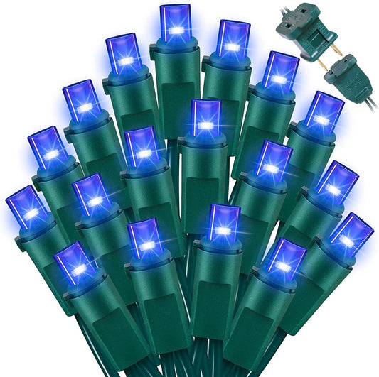 Blue Wide Angle LED Christmas Lights, 64.8 Ft 300 Count, Pack of 3 Strands 21.9 Ft 100 Lights UL Certified Commercial Grade Green Wire 5mm Holiday String Light