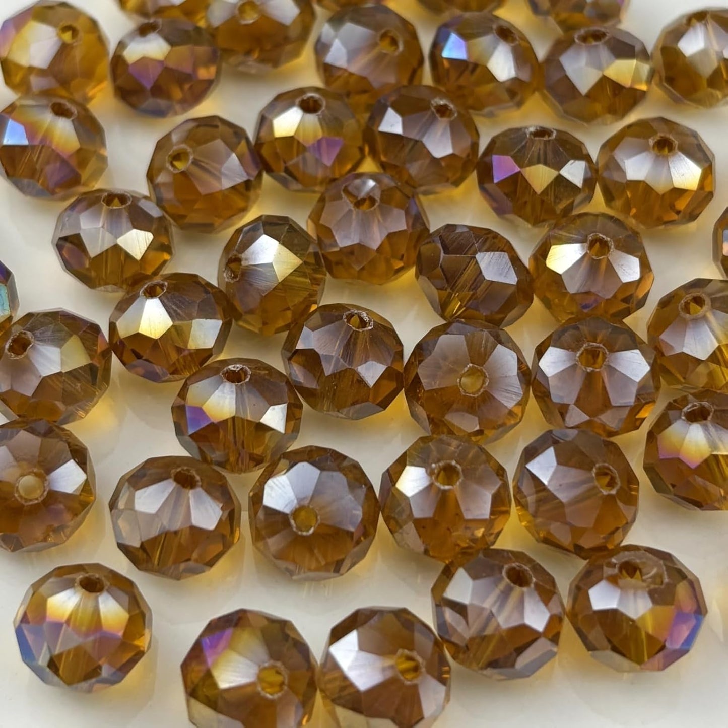 100pcs 8mm Crystal Glass Beads for Crafts Faceted Rondelle Glass Beads for Jewelry Making Crystal Spacer Beads for Necklaces Bracelets Earrings DIY Craft(Amber AB)