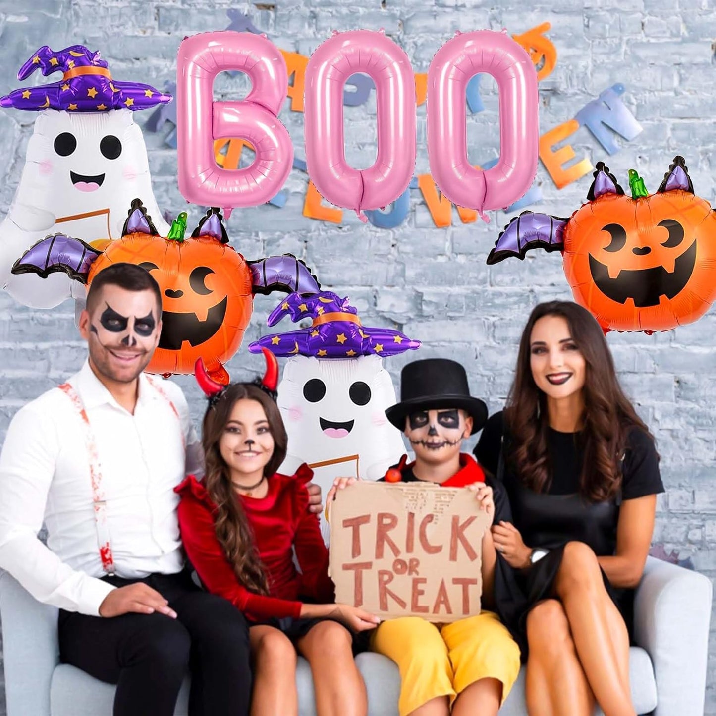 Halloween Balloons Decorations, Pink Boo Letter, Ghost, Pumpkin Foil Balloon for Halloween Party Decorations (Purple)